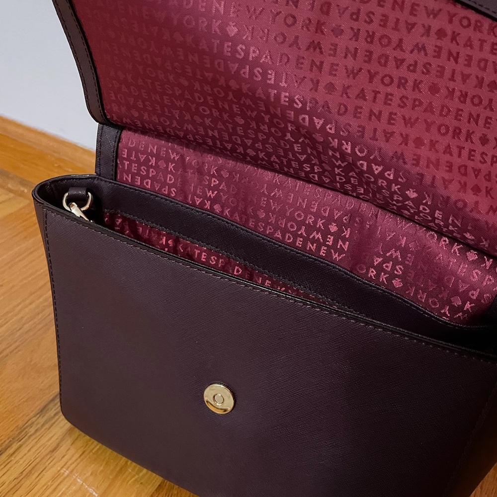 Burgundy Kate Spade satchel with adjustable shoulder strap - Picture 4 of 8